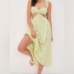 For Love And Lemons Gingham Green Dress